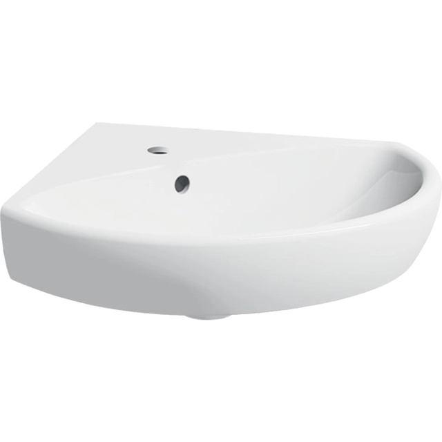 Lavabo compact d&#39;angle Selnova,B59 cm,H18 cm,T56 cm, avec trop-plein, avec trou pour robinetterie