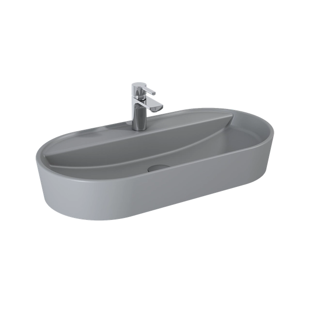 Lavabo da appoggio Babette, Ceram Grigio Chiaro Opaco Elita 80x40