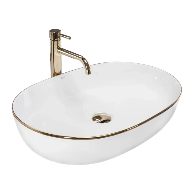 Lavabo da appoggio Rea Cleo 61 Bordo Oro - Sconto aggiuntivo del 5% con il codice REA5