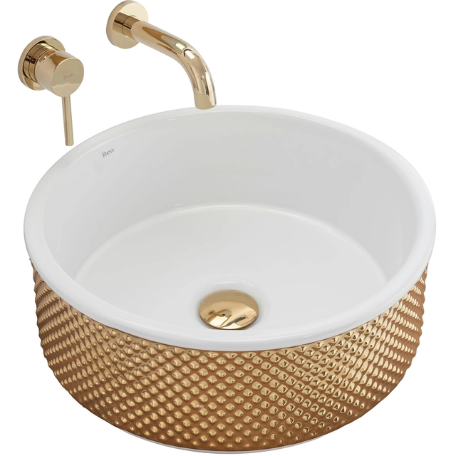 Lavabo da appoggio Rea Helen Gold White