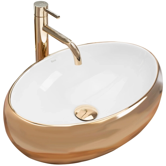 Lavabo da appoggio Rea Linda Gold White