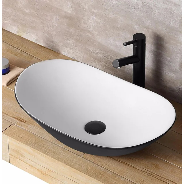 Lavabo da appoggio Rea Royal Nero/Bianco