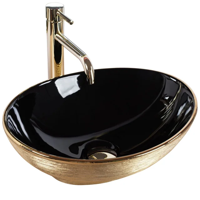 Lavabo da appoggio Rea Sofia Black Gold Brush