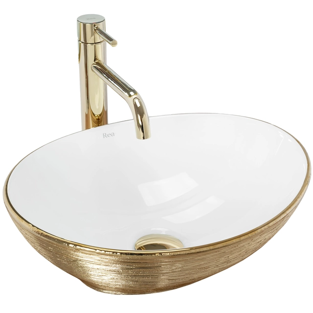 Lavabo da appoggio Rea Sofia White Gold Brush