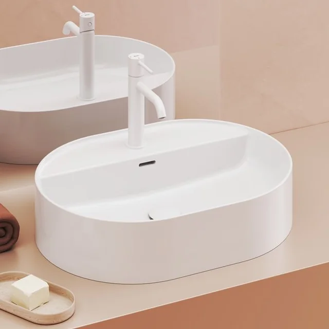 Lavabo empotrado de cerámica Ravak Ceramic, Slim O 55 cm Estante