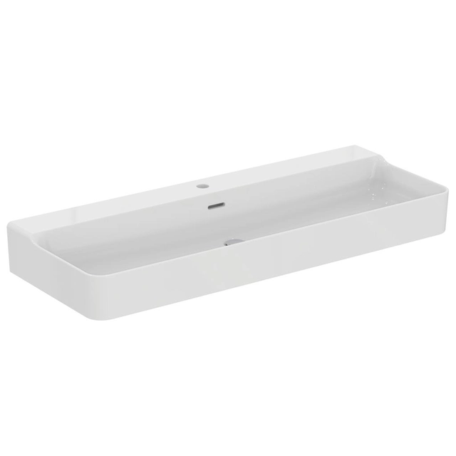 Lavabo Ideal Standard Conca, con foro per rubinetto, 1200x450, con troppopieno, fondo lucido