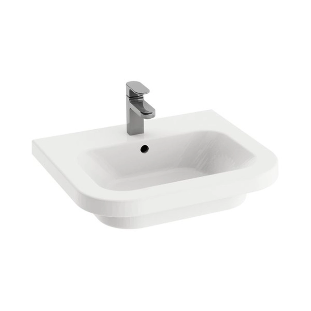 Lavabo in ceramica Ravak Cromo, 55 cm, con troppopieno