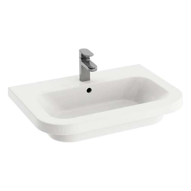 Lavabo in ceramica Ravak Cromo, 65 cm, con troppopieno