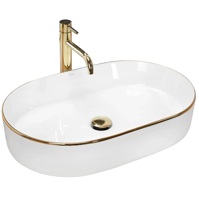 Lavabo sobre encimera Rea Nadia 60 borde dorado - DESCUENTO adicional 5% con código REA5