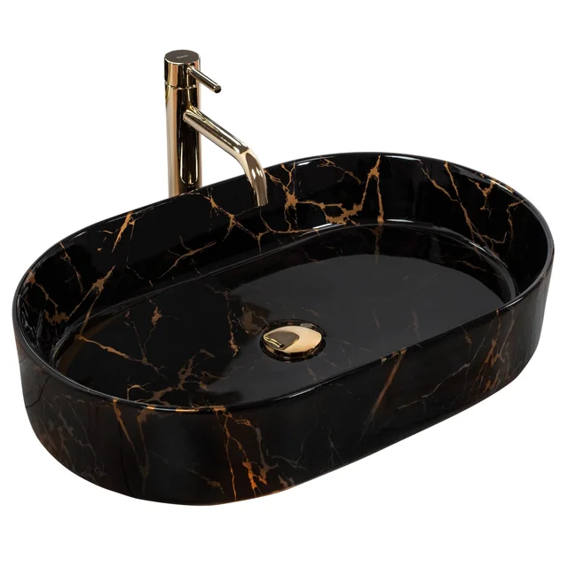 Lavatório de apoio REA Nadia Black Marble brilhante