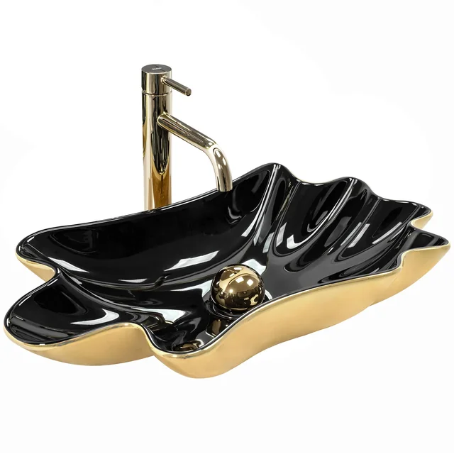 Lavatório REA Sea Infinity Dourado/Preto + Cortiça