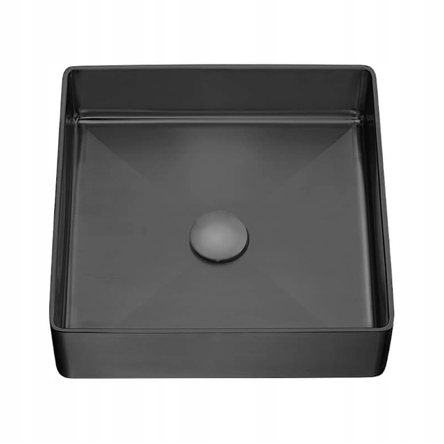 LAVELLO DA APPOGGIO IN ACCIAIO CON TAPPO 36X36X10CM NERO