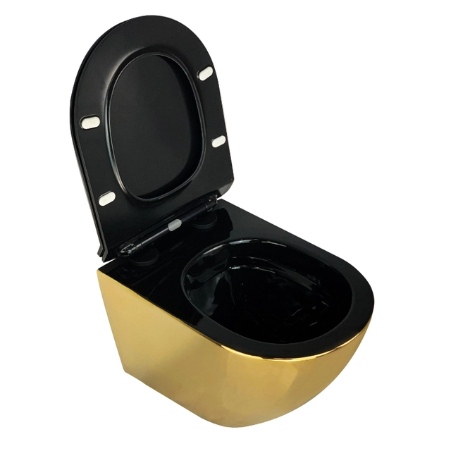 Lavita Sofi Slim Wall-hung gold toilet bowl with black seat Code 5900378319146