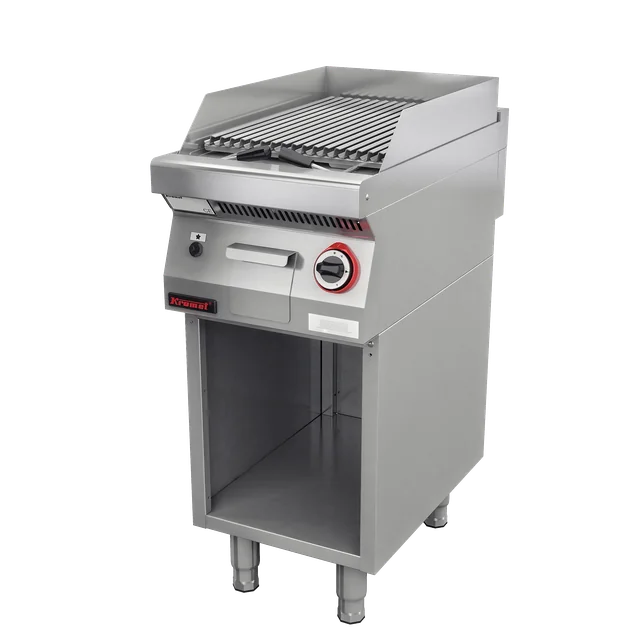 Lawa grill 400 mm 7kW na podstawie szafkowej otwartej 700.OGL-400.S