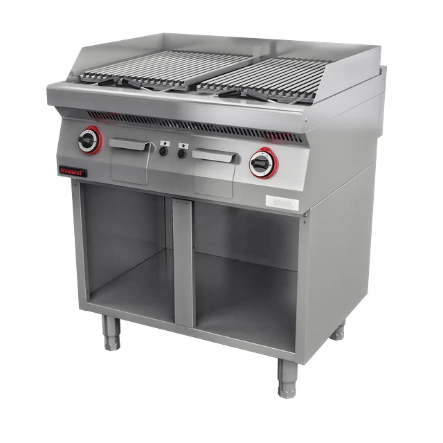 Lawa grill 800 mm 14kW na podstawie szafkowej otwartej 700.OGL-800.S