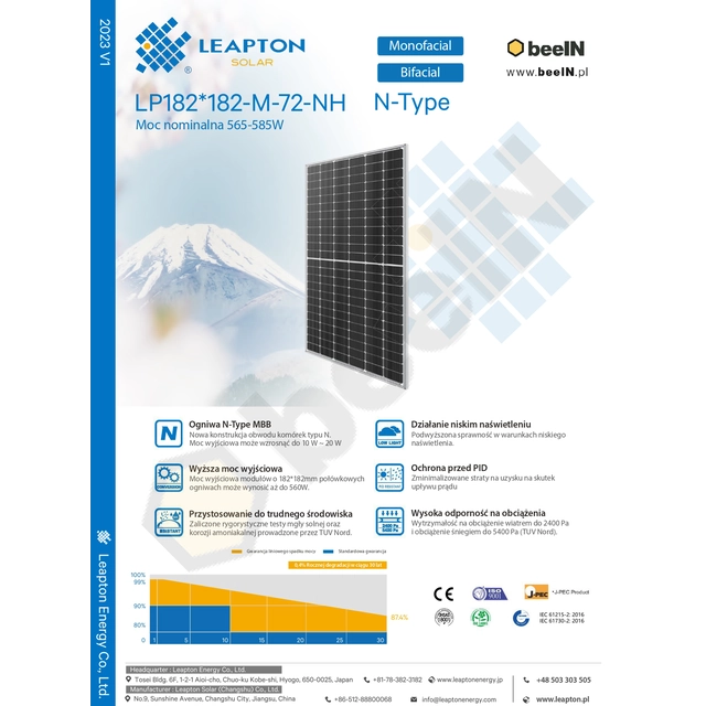 Leapton LP182-M-672-NH 575W Crni okvir N-TYPE