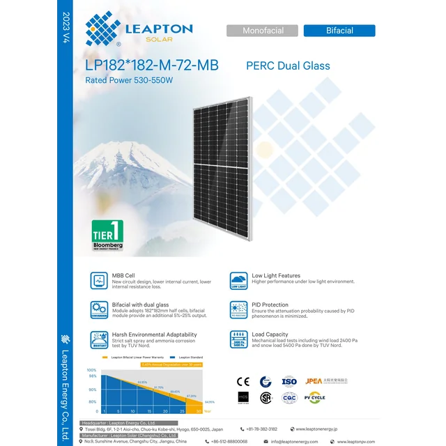 Leapton LP182-M-72-MH 550W hõbedane raam