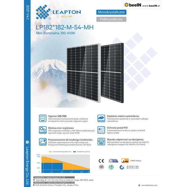LEAPTON-Panel 410W Schwarzer Rahmen