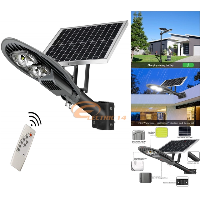 LED 100W STREET LIGHT + SOLAR PANEL WITH REMOTE CONTROL
