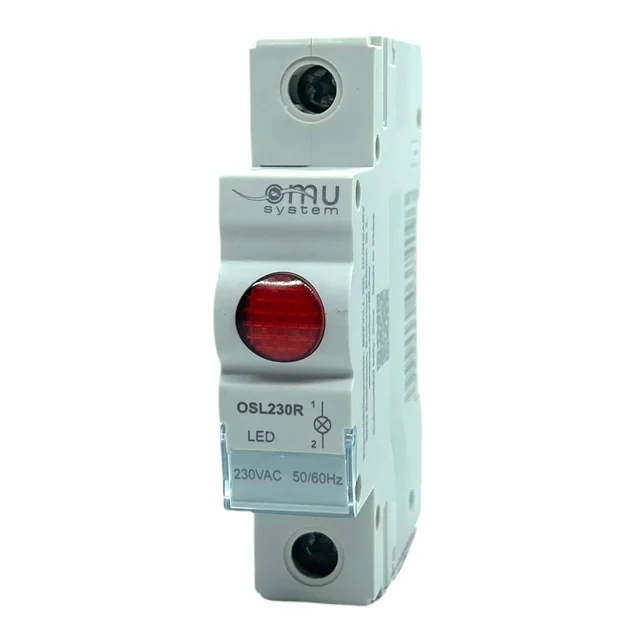 LED 230V red signaling lamp with rail mounting in electrical panels IP20