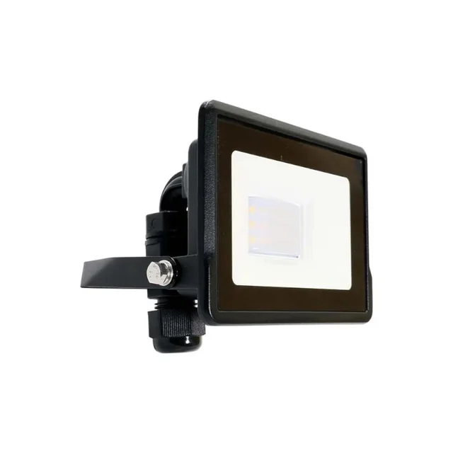LED floodlight 10W with cable sleeve, 735lm, color: 6500K, black housing IP65, Samsung chip; V-TAC