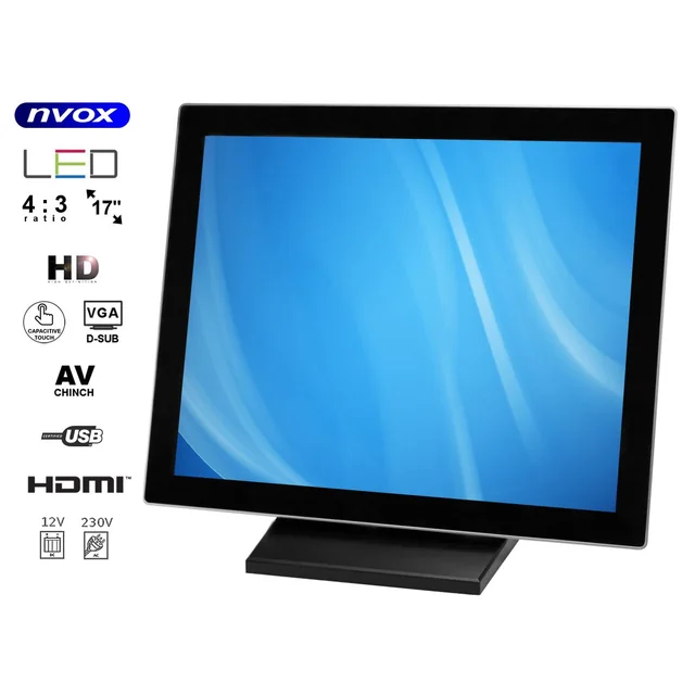 LED-kosketusnäyttö 17cali vga hdmi 12v 230v