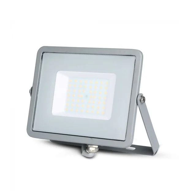 LED projektør 50W 4000lm, farve: 4000K neutral hvid, hus: grå IP65, 5 garantiår, SAMSUNG chip; V-TAC