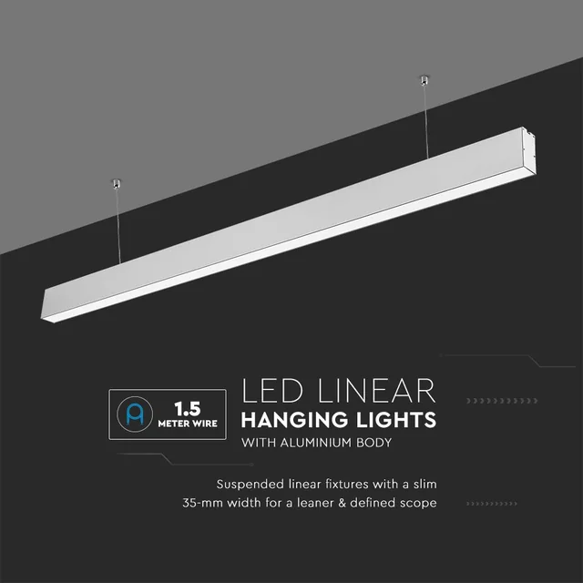 LED Slim Linear Lights - Samsung - Silver - IP20 - 40W - 3300 Lumens - 4000K - 5 År