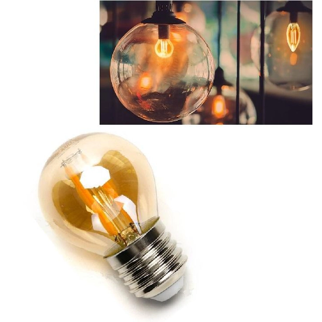 LED21 LED bulb E27 G45 4W 4xCOB Filament 420lm AMBER, ULTRA HOT WHITE