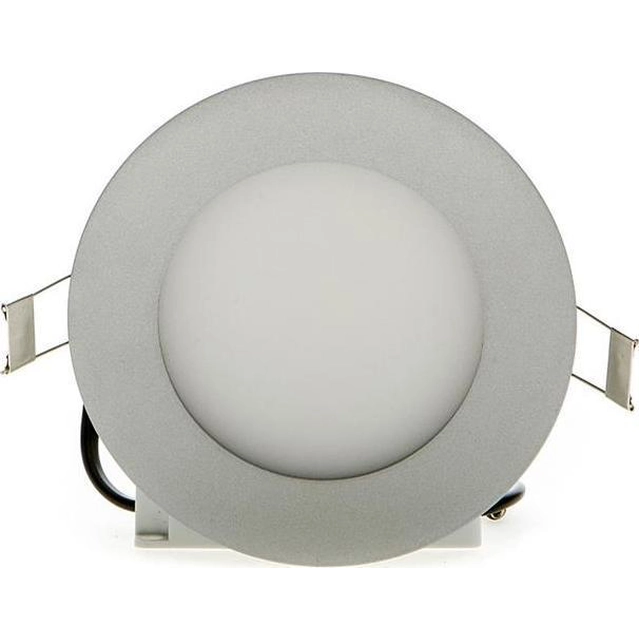 LEDsviti aptumšojams sudraba apļveida padziļināts LED panelis 120mm 6W Dienas balts (7586) + 1x Aptumšojams avots