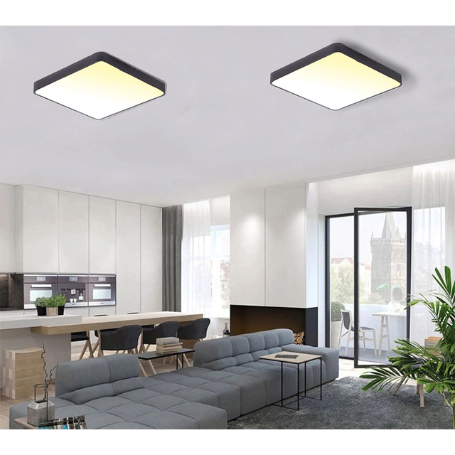 LEDsviti Černý designový LED panel 600x600mm 48W teplá bílá (9743)