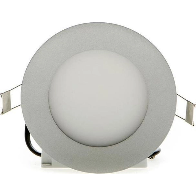 LEDsviti Dimmbares silbernes kreisförmiges LED-Einbaupanel 120mm 6W Tagesweiß (7586) + 1x dimmbare Quelle