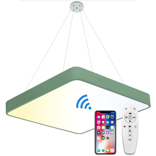 LEDsviti hängande grön LED-panel 400x400mm 24W smart CCT med styrenhet (13213)