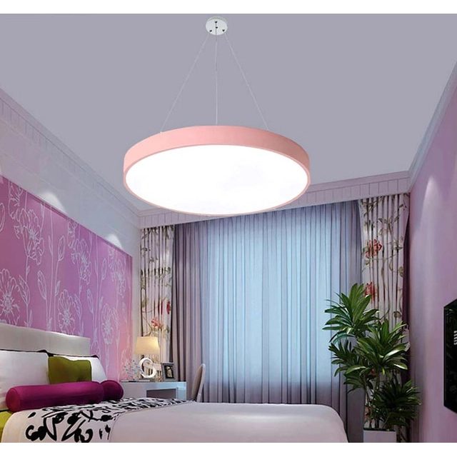 LEDsviti Hängendes LED-Panel mit rosa Design 400mm 24W warmweiß (13131) + 1x Draht zum Aufhängen von Panels – 4 Drahtsatz