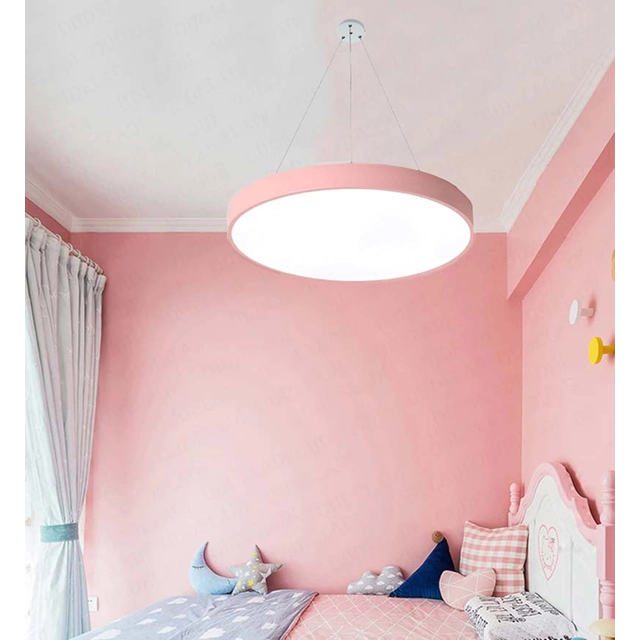 LEDsviti Hängendes rosa Design-LED-Panel 400mm 24W Tagesweiß (13130) + 1x Draht zum Aufhängen von Panels – 4 Drahtset