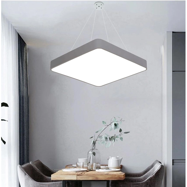 LEDsviti Hanging Grey design LED panel 600x600mm 48W dnevno bela (13184) + 1x Žica za obešanje panelov - 4 set žic