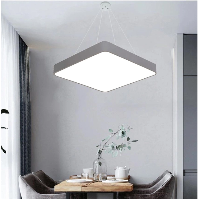 LEDsviti Hanging Grey dizaina LED panelis 600x600mm 48W diena balts (13184) + 1x Vads paneļu piekāršanai - 4 vadu komplekts