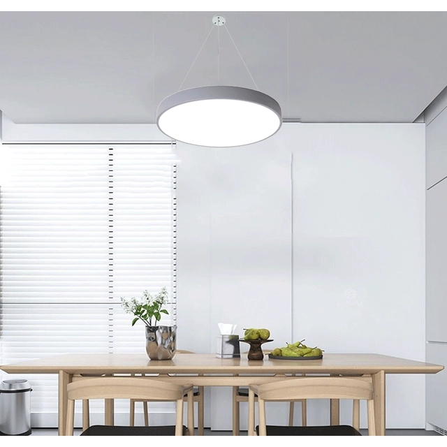 LEDsviti Hanging Grey dizaino LED skydelis 600mm 48W šiltai baltas (13183) + 1x Pakabinamų plokščių laidas - 4 laidų rinkinys