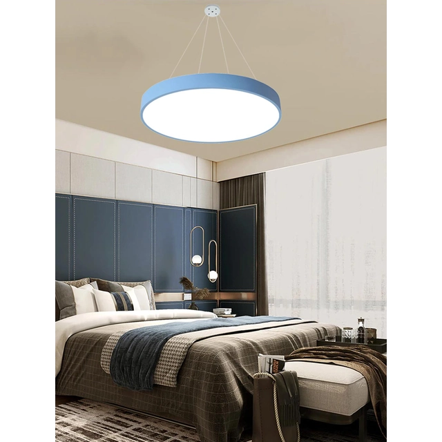 LEDsviti Painel de LED de design azul suspenso 600mm 48W dia branco (13178) + 1x Fio para pendurar painéis - 4 conjunto de fios