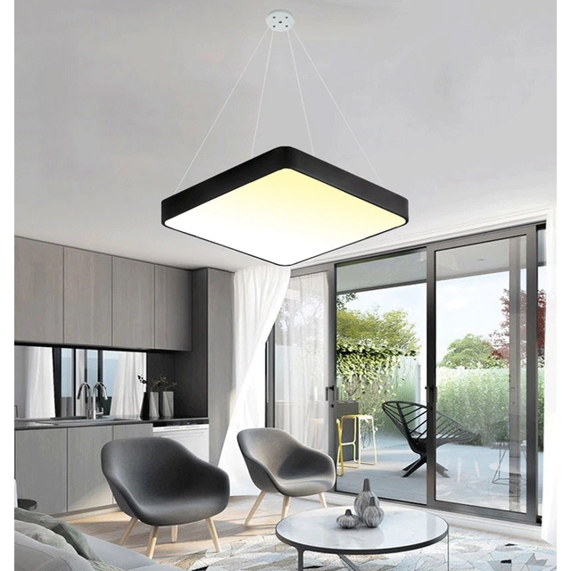 LEDsviti Painel de LED de design preto suspenso 500x500mm 36W branco quente (13123)