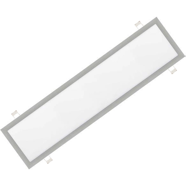 LEDsviti Pritemdomas sidabro spalvos įmontuotas LED skydelis 300x1200mm 48W šaltai baltas (999) + 1x pritemdomas šaltinis