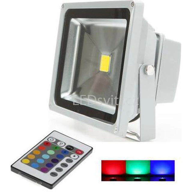 LEDsviti Refletor LED RGB prateado 30W com controle remoto infravermelho (2540)