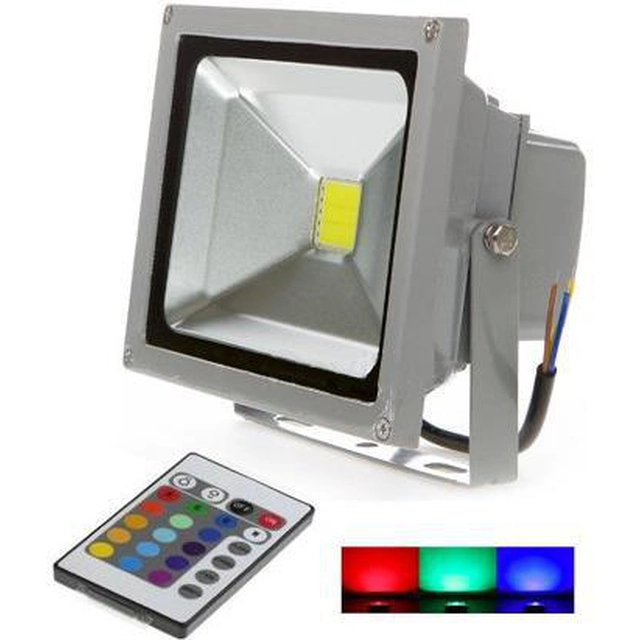 LEDsviti Silver RGB LED spotlight 20W med IR-fjernbetjening (2539)