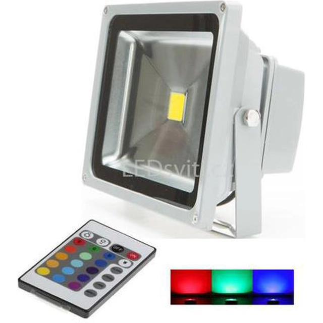 LEDsviti Stříbrný RGB LED reflektor 30W s IR dálkovým ovladačem (2540)