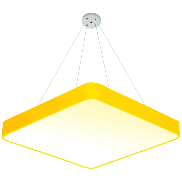 LEDsviti Závesný Žltý dizajnový LED panel 600x600mm 48W teplá biela (13189) + 1x Lanko k závesným panelom – 4 lanka sada