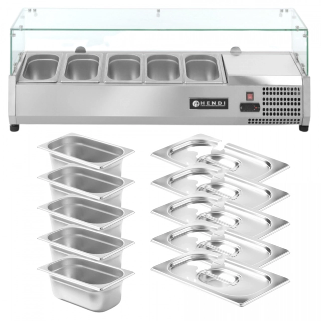 Ledusskapja pagarinājums kebabu picērijai 120 Cm + 5x Gn konteineram 1/4 + Hendi vākiem