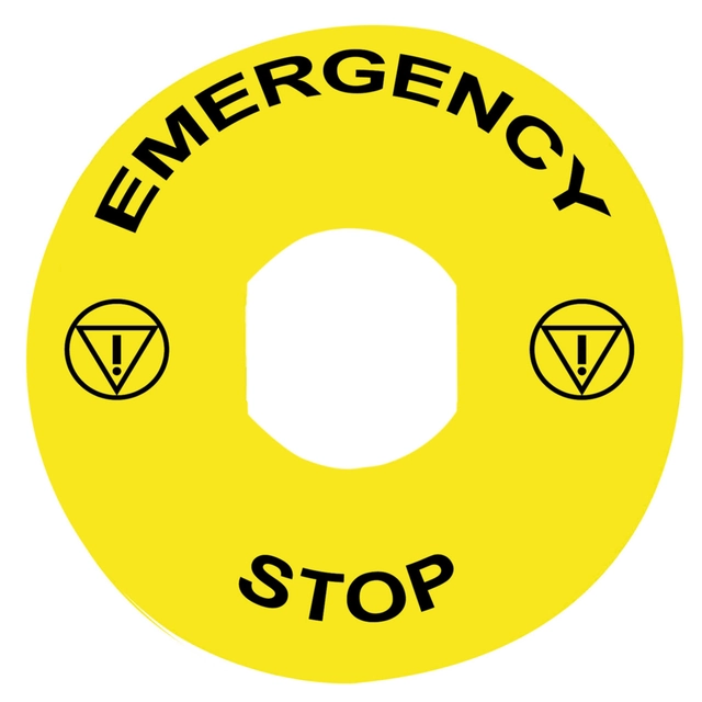 Legenda circolare gialla EMERGENCY STOP di