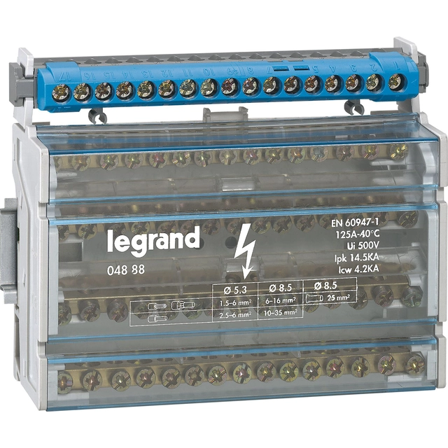 Legrand Anslutningsremsa 17-otworów blå IP2xN17 (004845)