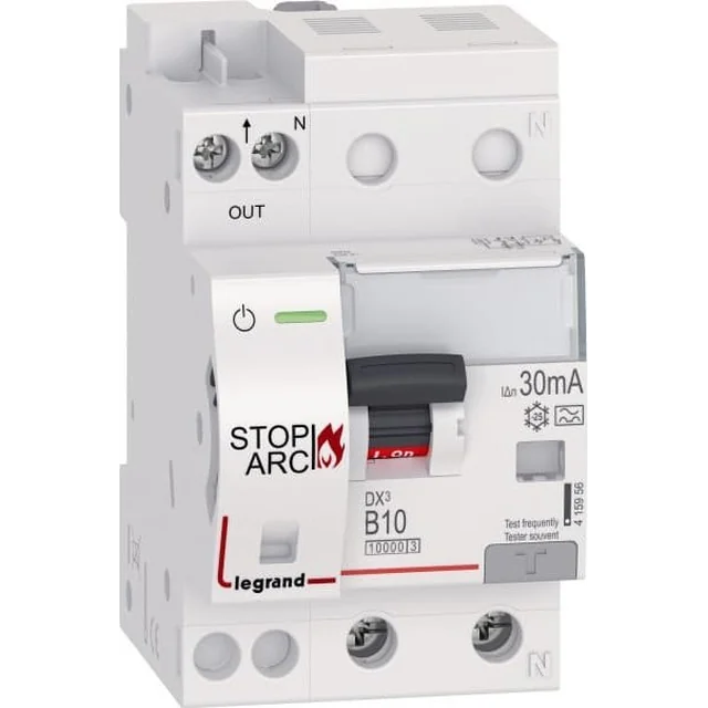 Legrand hlásič požáru DX3 STOP ARC integrovaný s RCCB 2P 10kA B10 30mA Typ A 415956