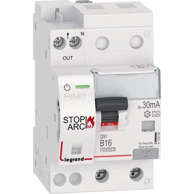 Legrand ugunsgrēka dzirksteles detektors DX3 STOP ARC integrēts ar RCCB 2P 10kA B16 30mA A tips 415958